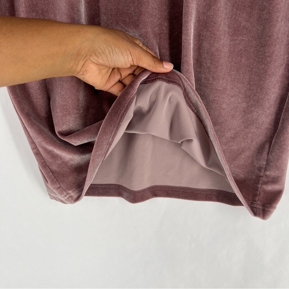 Madewell Velvet Short Sleeve Mock Neck Mini Dress Stretch Frosty Mauve Size XXS - Picture 6 of 10